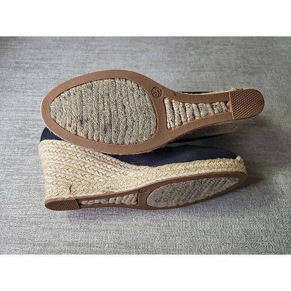 J. Crew Womens Size 9.5 Canvas Espadrilles Wedge Heels Shoes Navy Blue Slip On - Picture 9 of 9